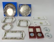 Various modern Spode `Christmas Rose` china, Worcester Staffordshire enamels (boxed) and two silver