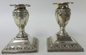 Pair Victorian silver candlesticks London 1891, 11cm