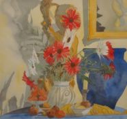 JAMES FOOT watercolour, `Still Life`, signed and dated 1992, 55cm x 55cm t/w DONALD M. SHEARER `