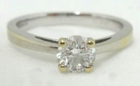 A diamond solitaire ring approximately 0.50 ct with IGI certificate, colour D , Clarity I1, size N,