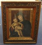 A large print after Giovanni Bellini `Madonna and Child` in carved ornate frame