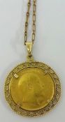1904 Edward VII 9ct gold sovereign necklace