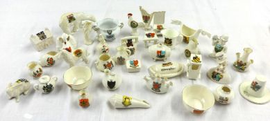 A collection of various Crested China ware, approx 35 pieces, including several Cornish crests, `