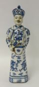 Chinese blue and white `Emperor` figure, 46cm, 20th century