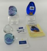 Four Caithness paperweights including `Pebble` paperweight and  1989 `Absail ` Limited edition