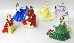 Six Royal Doulton figures including Louise
