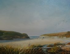 GEORGE HORNE oil on canvas `Polly Joke, West Pentire, Newquay, Cornwall` , 19cm x 24cm