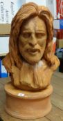 A terracotta bust `Robert Lenkiewicz` by Adrian Phippen