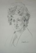 ROBERT LENKIEWICZ (1941-2002) pencil sketch Jean Boyles (of Ilfracombe) signed 42cm x 30cm