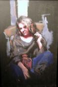 ROBERT LENKIEWICZ (1941-2002) `Portrait of Girl Seated with Hot Water Bottle`, signed, Non-Project
