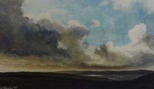 FRANCOIS de MAUNY original, `Cloudscape over St Ives , 18cm x 31cm