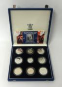 Royal Mint UK WW II 50th Anniversary collection in silver, nine coins, cased