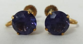 Pair of amethyst gold 14k earrings