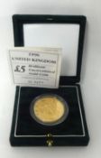 Royal Mint UK Brilliant uncirculated gold five pounds 1996, 22ct gold, 39.94g, cased