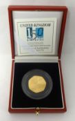 Royal Mint UK gold proof fifty pence coin, 2000, 22ct gold, 15.50g, cased
