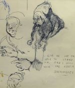 ROBERT LENKIEWICZ (1941-2002) drawing `Archimedes` with studio mark, mounted unframed, 25cm x 21cm