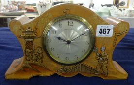 Chinese lacquered case mantle clock, Bravington, London (replaced movement)