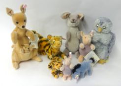 Five Steiff Classic Pooh Bears including `Rabbit, Kanga and Roo, Owl, Tiger and Winnie The Pooh