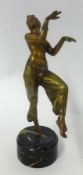 Bronze dancing gypsy figure on marble base, 18cm
