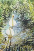 TONI HAZELWOOD two watercolours including `Symphony in White`, 54cm x 35cm