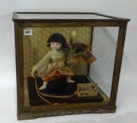 20th century Japanese Warrior doll in glazed cabinet
