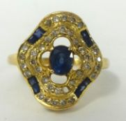 Diamond and sapphire ring, 14k size, T