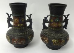 Pair of Japanese Cloisonné vases