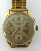 18ct chronograph wrist watch, Swiss