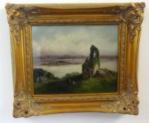 SARAH LOUISE KILPACK (1839-1909) oil on board `Mount Edgcumbe Ruin` signed, 25cm x 28cm in swept