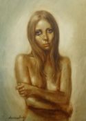 BARRY LEIGHTON-JONES oil on canvas `Portrait of a women` signed, unframed 102cm x 76cm