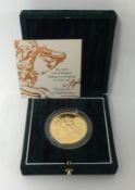 Royal Mint UK Brilliant uncirculated gold five pounds 2000, 22ct gold, 39.94g, cased