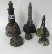 Six serpentine marble lighthouse models
