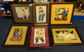Collection of twelve framed BERYL COOK open prints