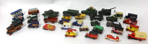 Collection of various playworn die cast models including Matchbox