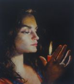 ROBERT LENKIEWICZ (1941-2002) signed print `Bianca Ciambriello with Candle` 31cm x 27cm, this is