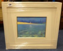 RICHARD LANNOWE HALL mixed media on paper `The Beach Samson Scilly Isles`, framed, 17cm x 23cm