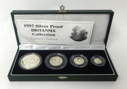 Royal Mint 1997 silver proof Britannia Collection, four coins, cased