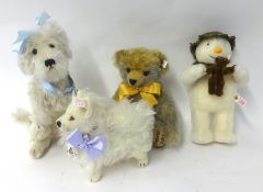 Steiff `Snowman with Teddy, Club Poodle 1996/1997, Pierrot Bear and German Spitz Dog Bear (4), Club