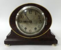 German mantle clock, W&H with two gongs, corker strike in burr walnut case