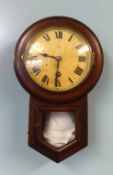 A small size drop dial wall clock with German movement, 33cm high