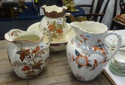 Jug and basin set and two further toilet jugs (4)