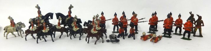 Small collecting of lead military figures on horseback and standing including Britain`s Indian