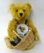 Steiff `Picnic Gold Blond Bear 1997/1998 with basket`, Club Edition, 1997/98, boxed. 26cm