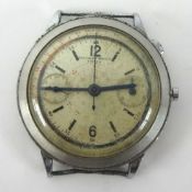 Steel chronograph wrist watch, Nicolet, Swiss, (no bracelet)
