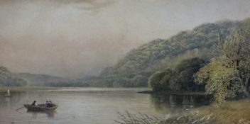 C.PEARSON Victorian watercolour `Lake` scene signed and dated 1880, 16cm x 28cm