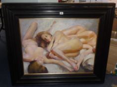 ROBERT LENKIEWICZ (1941-2002) oil on board signed twice and titled verso `Three Study`s of Girl