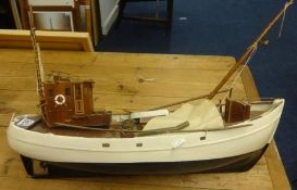 A model fishing boat, Victorian cheese dish and teapot, Oriental bowl and general pictures