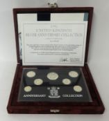 Royal Mint 1996 UK Silver Anniversary of Decimalisation  collection, seven coins in silver, cased