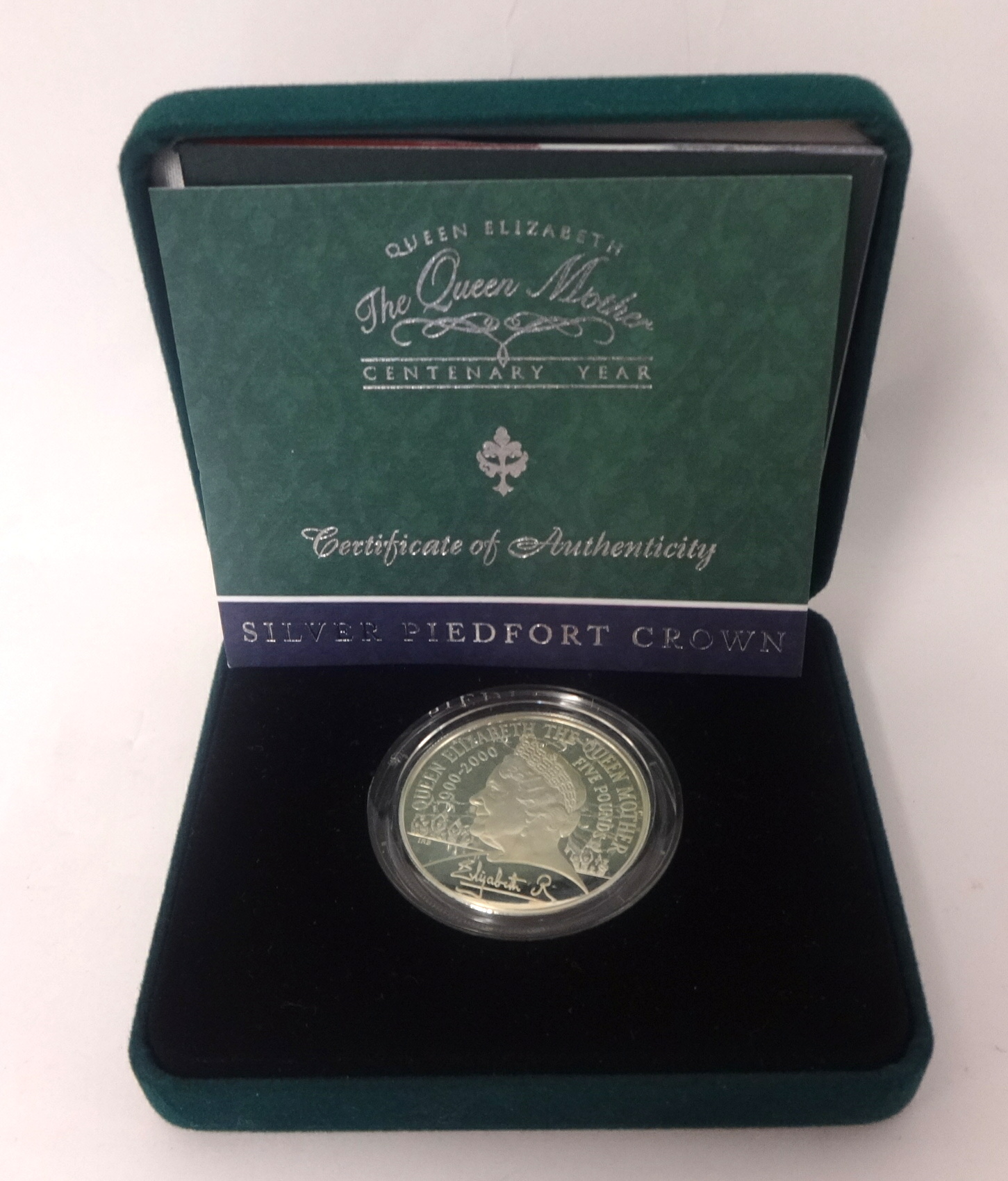 Royal Mint UK The Queen Mother Centenary Year, silver Piedfort crown, 56.56g, cased