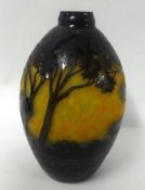 Reproduction etched Art glass vase `Nancy`, 20cm